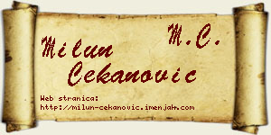 Milun Čekanović vizit kartica